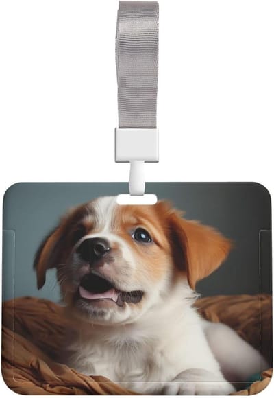 ID Kaarthouder - Naamplaatje Badge - Kantoor Werk - Waterdicht Stofvrij - 10 x 8 cm - Puppies Honden