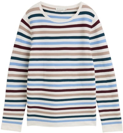 Tom Tailor - Gebreide trui van katoen - Maat XS - teal colored ottoman knit