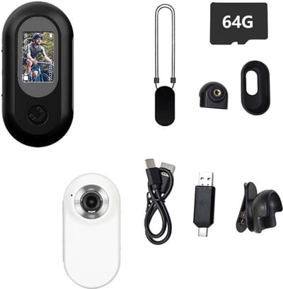 Action camera's - Bodycam - Recorder - Mini-actiecamera - Gebruikte camera - Duimcamera - 1080p PSP-camera - 360° draaibaar - Magnetische camera - USB-oplaadbaar - Inclusief Accessoires en 64 GB Micro SD - Zwart