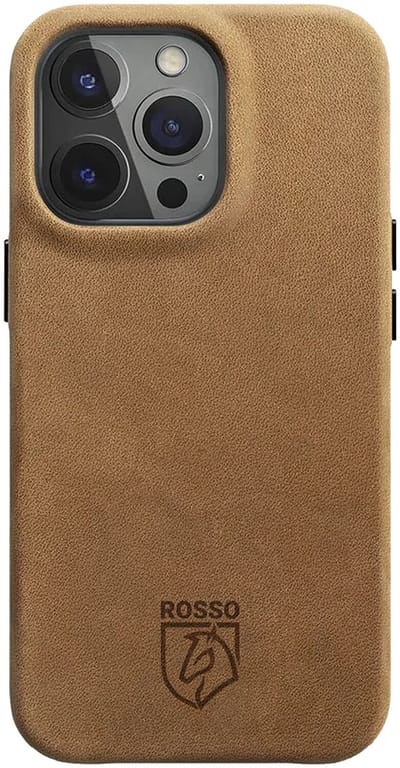 Rosso Elite Hoesje Geschikt voor Apple iPhone 15 Pro | Compatibel met MagSafe | Echt Leer Back Cover | Beschermhoes | Lichtbruin