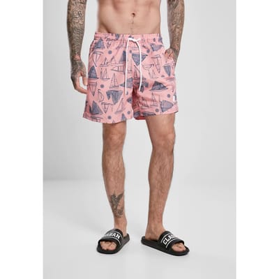 Urban Classics - Pattern Yacht Zwemshorts - 4XL - Roze