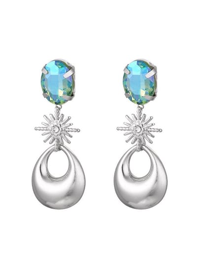 Oorbellen bedels met glaskraal - zilver kleur Stainless Steel