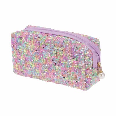 Etui / Toilettas | Glitter Pailetten Multi | 18 x 6 x 9,5 cm | School Etui / Make-up Tas | Fashion Favorite