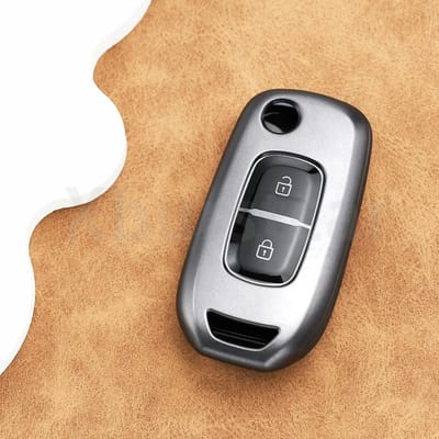 TPU Auto Shell Fob Houder Auto Flip Sleutelhoes Cover Tas Voor Renault Sandero Stepway Logan Clio 5 Arkana Kwid Kadjar Captur Megane gray