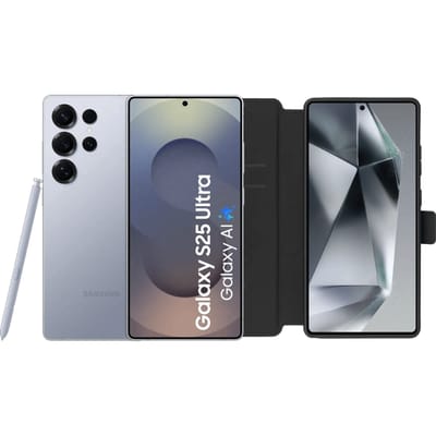 Samsung Galaxy S25 Ultra 256GB Zilver 5G + BlueBuilt Book Case Zwart