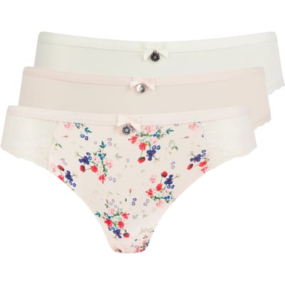 Ted Baker Yelena 3pk Print And Plain Brief Peach/egret/blush Print Maat: L | Slipjes Outlet | Dames | Roze