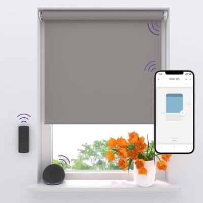 DTCH® Elektrisch Rolgordijn Verduisterend - Easy Texture - Light Grey - 80 x 190 cm - Motionblinds CMD-02-P
