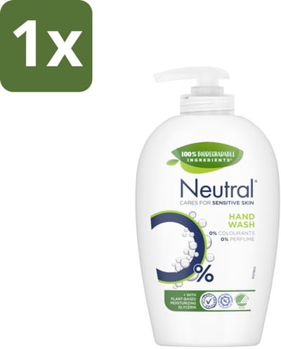1 x Neutral Vloeibare Handzeep 250 ml - Gevoelige Huid - Handzeep - Vloeibare Handzeep - 0% Parfum - 0% Kleurstof