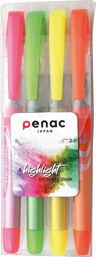 Penac Liqliner - Markeerstiften - Verschillende Kleuren - Highlighters - 4 Stuks