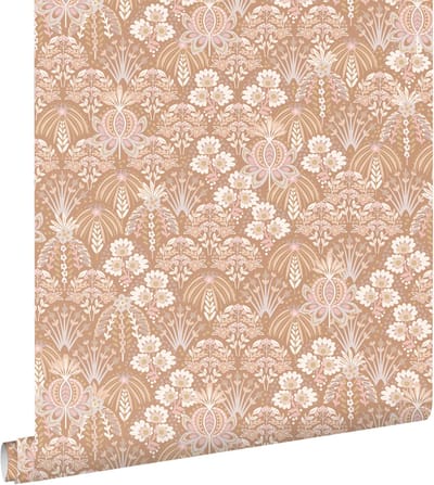 ESTAhome behang vintage bloemen in art nouveau stijl terracotta roze - 50 x 900 cm - 130971