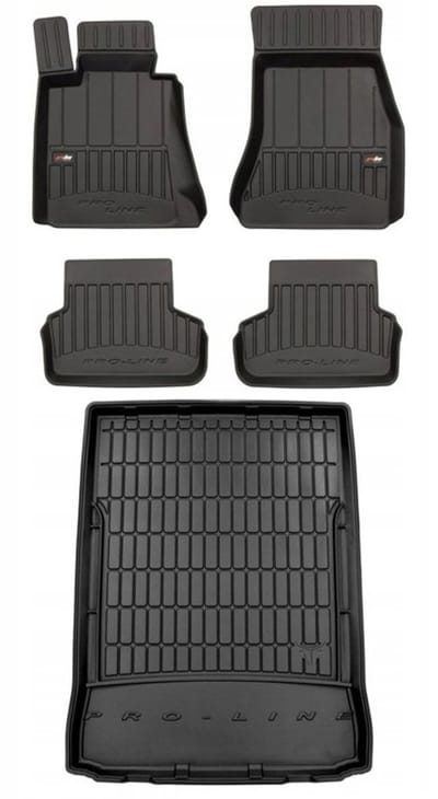 Frogum ProLine Complete Set: Luxe Rubberen Automatten + Kofferbakmat - Geschikt voor BMW 5 Serie G30 Sedan 2017-2023 - Perfecte Pasvorm - Geurloos TPE - Zwart