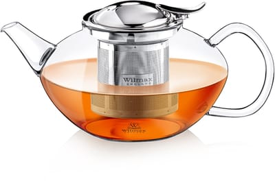 Wilmax - Theepot Borosilicaatglas - 1550 ml - ThermoGlass Collectie - RVS Filter & Hittebestendig - 1 Stuk - WL-888806/A