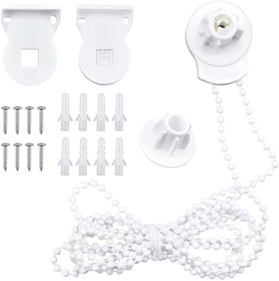 Dailygoods- Rolgordijn Reparatieset Hoogwaardige Kwaliteit - Ophangonderdelen - 25 mm Stangen - Kunststof - Parelketting 2 meter - Geschikt voor Verduisteringsrolgordijnen - Gordijn