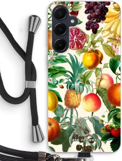 Case Company® - Hoesje met koord geschikt voor Samsung Galaxy A55 hoesje met Koord - Classic Flora - Telefoonhoesje met Zwart Koord - Bescherming aan alle Kanten en Over de Schermrand