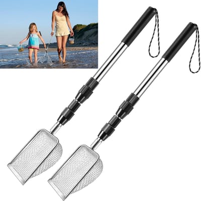 2-delige haaientandzeef, strandzandzeef, zandschep, schelpenschep, geschikt voor strandscheppen en scheppen om schelpen op te rapen, haaientandzeef.-Belle's product