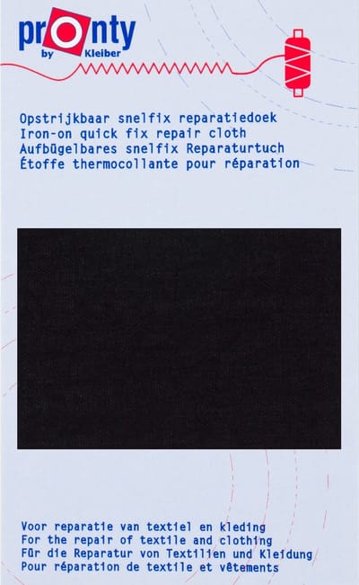 Pronty Reparatiedoek opstrijkbaar - Zwart 11x25cm voor kleding en stoffen