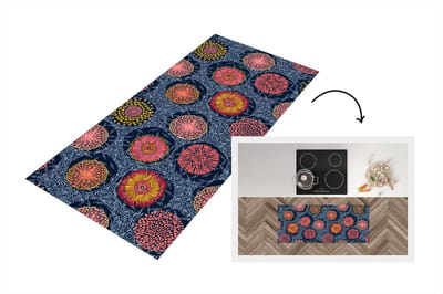 Keukenloper - Loper keuken - Bloemen - Patronen - Stippen - Vintage - 120x50 cm - Keukenloper vinyl