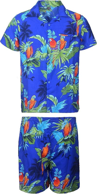 Heren Hawaii Set Korte Mouw Overhemd en Korte Broek Zomer Strand Kleding