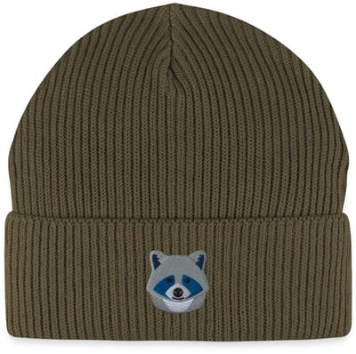 Geborduurde Wasbeer Kop Uniseks Bio Fisherman Beanie