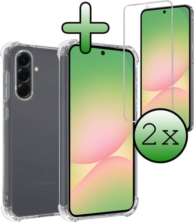 Hoesje Met Screenprotector - 2 Stuks - Geschikt voor Samsung Galaxy A56 - Sterk & Shockproof - Siliconen Case - Back Cover - Telefoon Hoes - Shock Proof - Transparant