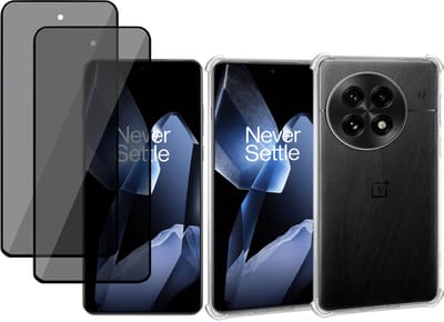 Geschikt voor OnePlus 13 - Hoesje + 2x Screenprotector – Gehard Glas Cover + Shock Proof Case - Transparant