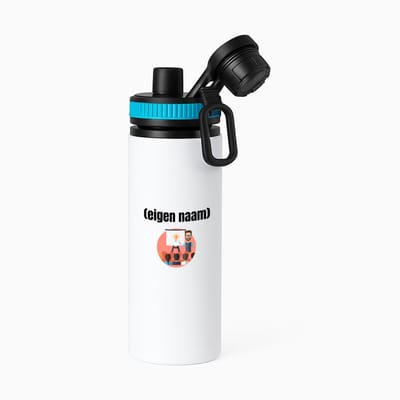 Hacebo® - docent met studenten met eigen naam waterfles met draaidop blauw - Docent - meesters of juffen - collega's - verjaardag - afscheidscadeau - geschenk - kado - water fles - 850ML