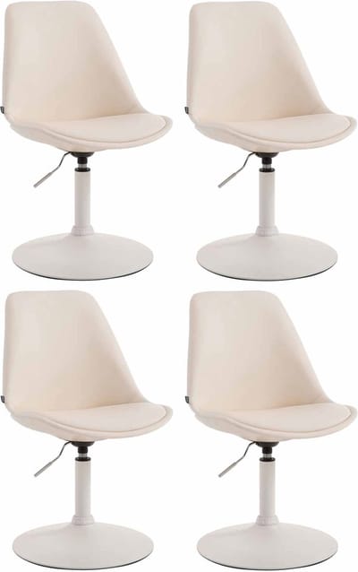 CLP Maverick Set van 4 Eetkamerstoelen - Kunstleer creme wit