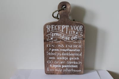 tekstbord plank: Recept voor een geweldige dag