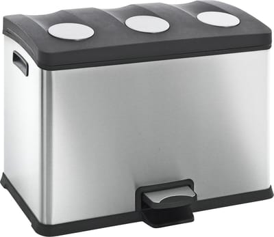 EKO - Rejoice recycling pedaalemmer 12+12+12 liter - Stainless steel Plastic - mat RVS - Prullenbak