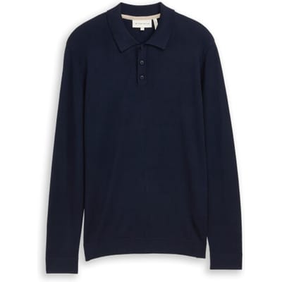 Tom Tailor - Polo Lange mouw - Heren - XXL - Blauw - Viscose - 1050852