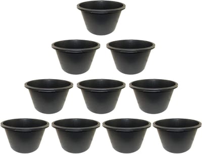 Mortelbakken Kunststof - Bouwemmers Set - Bouwen en Tuinieren - Versterkte Bodem - 10 x 40 Liter - Zwart