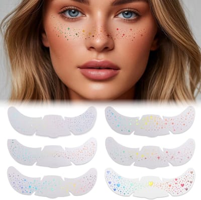 Shiny Freckles Tattoos Set van 6, Festival Makeup Stickers voor Vrouwen, Neppuntjes Versiering en Body Art