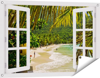 Gards Tuinposter Doorkijk Laguna - 90x60 cm - Tuindoek - Tuindecoratie - Wanddecoratie buiten - Tuinschilderij