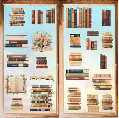 SPHProducts - Boek Muursticker - Kleurrijke Kunst - Zelfklevend Vinyl - Decoratieve Plakband - 8 Stijlen - Voor Thuis