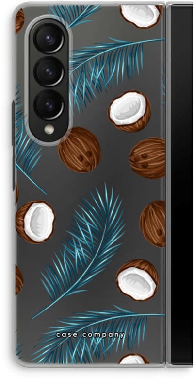 Case Company® - Hoesje geschikt voor Samsung Galaxy Z Fold4 hoesje - Kokosnoot - Soft Cover Telefoonhoesje - Bescherming aan alle Kanten en Schermrand
