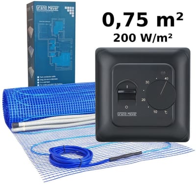 Elektrische vloerverwarmingsset 0,75 m², 200 W/m² + MST-10 thermostaat