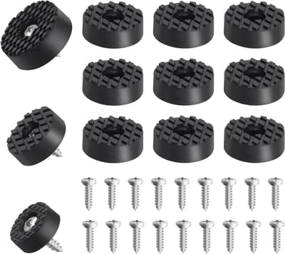 32 Stuks Rubberen Voeten Set voor Meubels, 24mm Zwarte Vloerbeschermers, Antislip Pads met Montagebouten voor Meubels, Elektronica en Apparaten