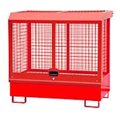 Gevaarlijke stoffen depot type GD-C BAUER, staal, L 1430 x B 820 x H 1390 mm, cilinderslot, carterinhoud 220 I, vuurrood RAL 3000