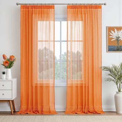 Gordijnen met Rimpelband - Decoratieve gordijnen - Woonkamer aankleden - Zacht polyester materiaal - 260 x 140 cm - Oranje