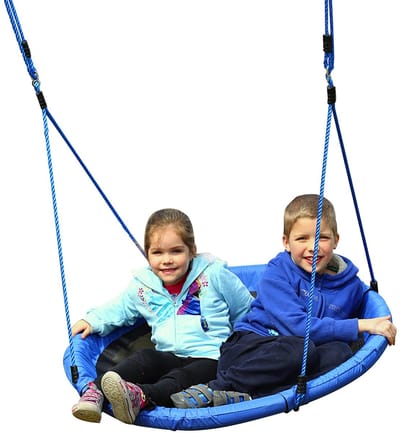 Archi Nestschommel Ø100 cm – Verwijderbare Tuinschommel - Voor Kinderen & Volwassenen – Tot 100 kg – Inclusief Ophangtouwen – Blauw