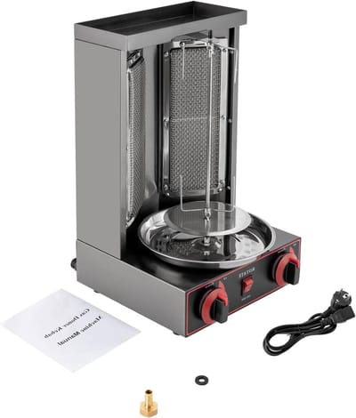 Verticale Grill - Draaiende Broiler - Vlees Grillen - Efficiënte Verwarming - 12 kg Capaciteit - Zwart