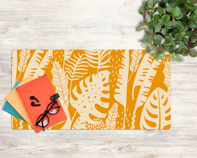 Coloray Bureau Onderlegger - Natuurbladeren Bureau Onderlegger Groot - 90 cm x 45 cm - Oranje Bureau Onderlegger - Bureau Onderlegger XXL - Computer Mat - Bureau Pad - Bureau Mat