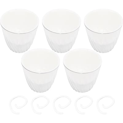 5 STUKS Zelfwaterende Plantenpotten PP PET Decoratieve Kleine Bloempot Plantenbak met Transparante Basis Katoen white