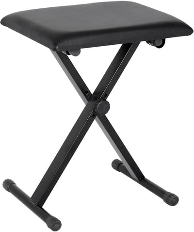 Wishdor Inklapbare Pianokruk - Keyboardbank met X-Frame - 3 Standen Verstelbaar - Zwart - 39x29x47 cm