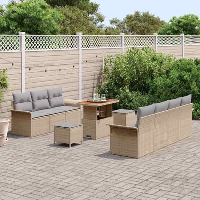 vidaXL - Tuinbank - Set - 10 - st - 9-Aantal - zitplaatsen - Beige - en - Lichtgrijs