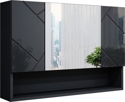 Vicco Irma Badkamerspiegelkast – 80.1 x 55 cm Antraciet Hoogglans