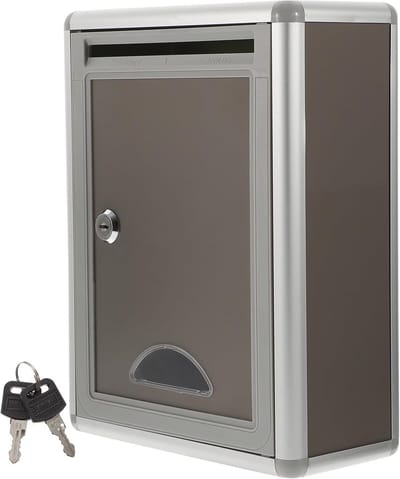 Ideeënbus met slot - Stembus donatiebox - Veilig verzamelen - Aluminiumlegering duurzaam - 28.5x21.5x10.5cm - Zilverkleurig