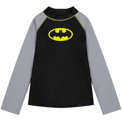Zoggs Batman-zwemshirt met lange mouwen voor kinderen (Zwart)