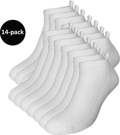 WeirdoSox sneakersokken - 14-pack - Met badstofzool en lipje - Wit - Dames - Maat 35-38