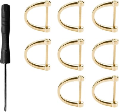 D-Ring Reserveonderdelen van Hoogwaardige Kwaliteit - 8 Stuks met Mini Schroevendraaier voor Tas Handvatten, Hondenriemen en Leer DIY Reparaties in Goud